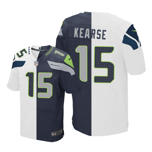 Men's Elite Jermaine Kearse Nike Jersey Navy/White - #15 Split Fashion NFL Seattle Seahawks